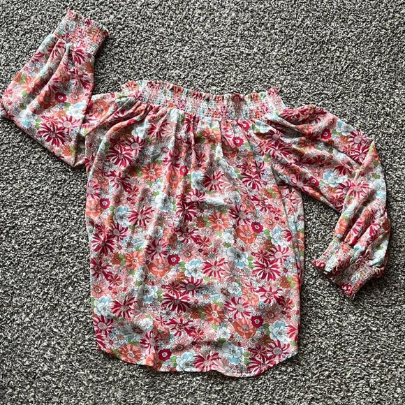NWT Umgee Floral Off the Shoulder Blouse Women Large Balloon Sleeve Y2K Feminine - Picture 5 of 7